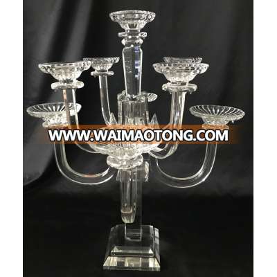 9 arms wedding lighting crystal portavelas glass candelabra table centerpiece