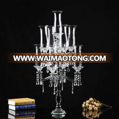 K9 handmade crystal centre pieces wedding decoration hurricane candelabra 9 arms