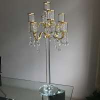 Best selling K9 8 arm crystal candelabra with golden base